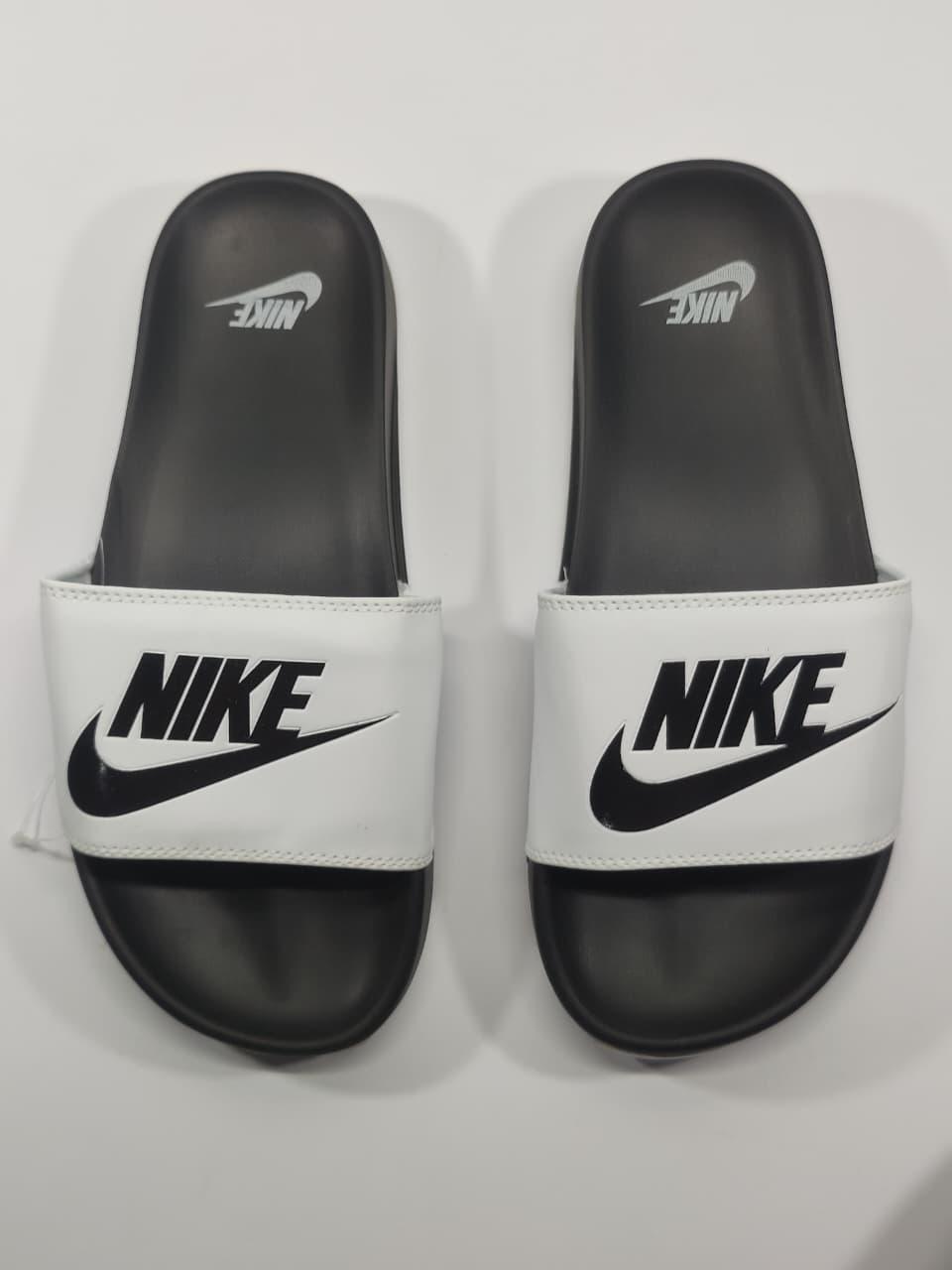 Nike Comfort Slides Black White Swoosh