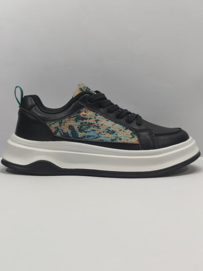AR Kicks Chunky Sole Printed Sneakers Black/Multicolor