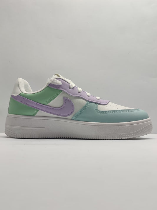 Nike Air Force 1 Low White and Mind Green and Lavender Purple