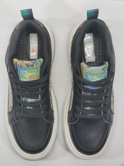 AR Kicks Chunky Sole Printed Sneakers Black/Multicolor