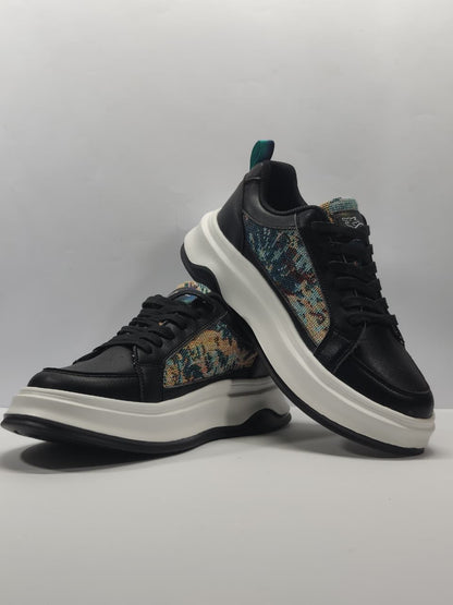 AR Kicks Chunky Sole Printed Sneakers Black/Multicolor