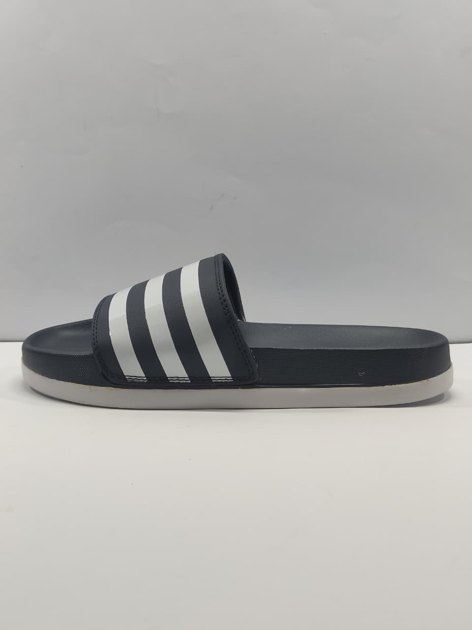 Adidas Slides Navy Blue with White Stripes