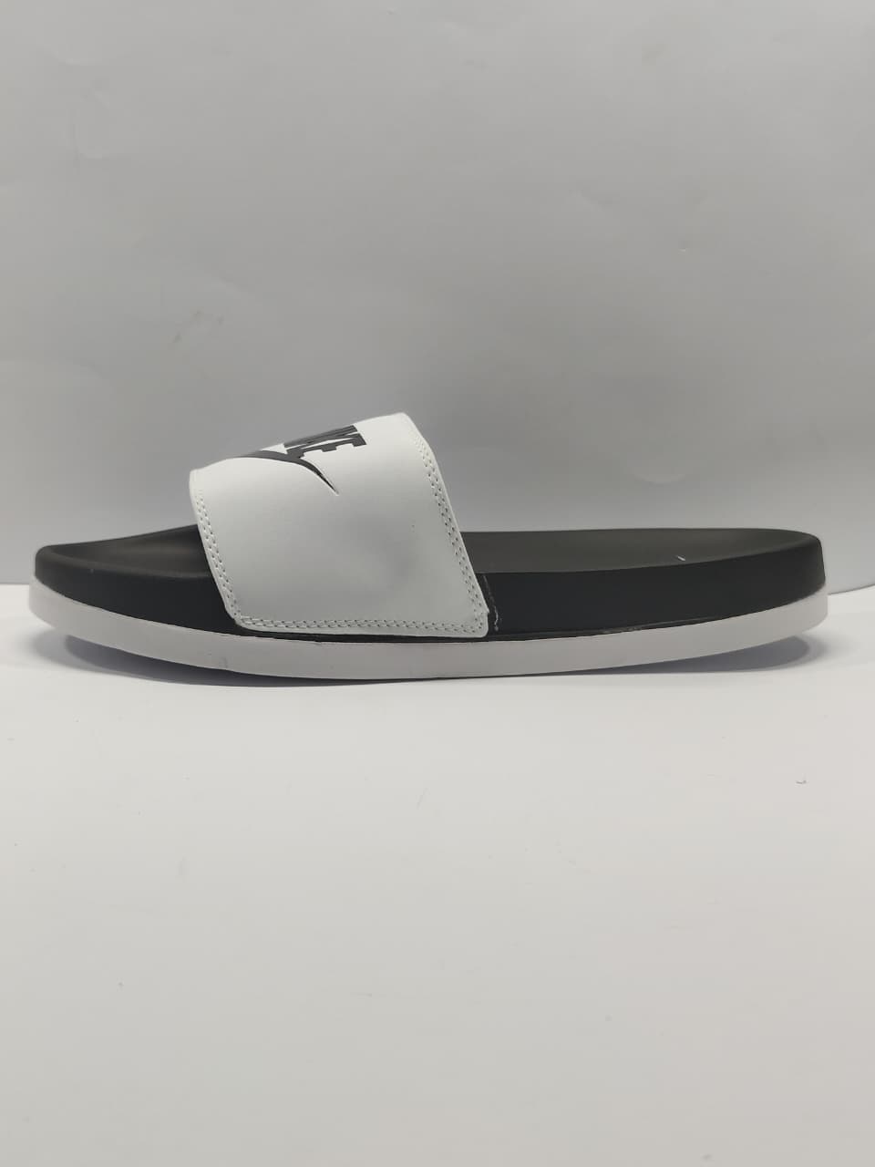 Nike Comfort Slides Black White Swoosh