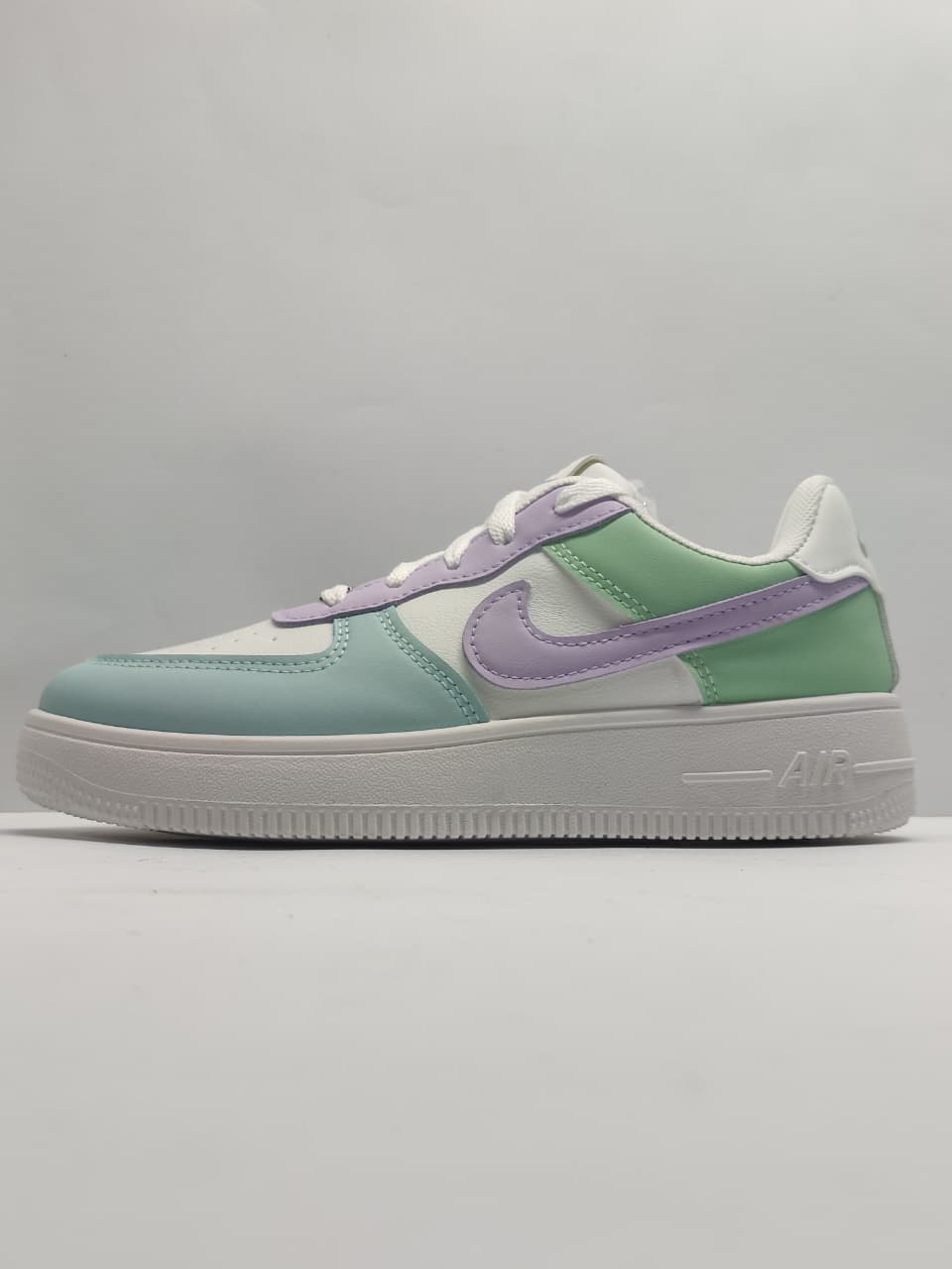 Nike Air Force 1 Low White and Mind Green and Lavender Purple