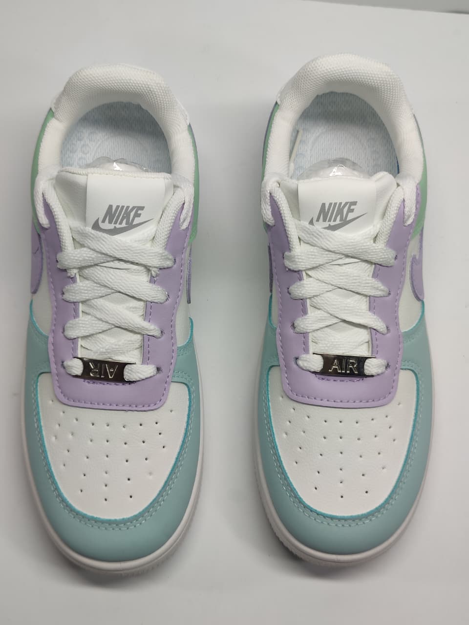 Nike Air Force 1 Low White and Mind Green and Lavender Purple