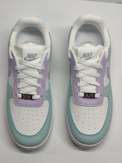 Nike Air Force 1 Low White and Mind Green and Lavender Purple